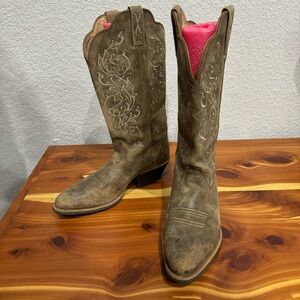 Twisted X western cowboy boots embroidered scroll leather boots brown distressed